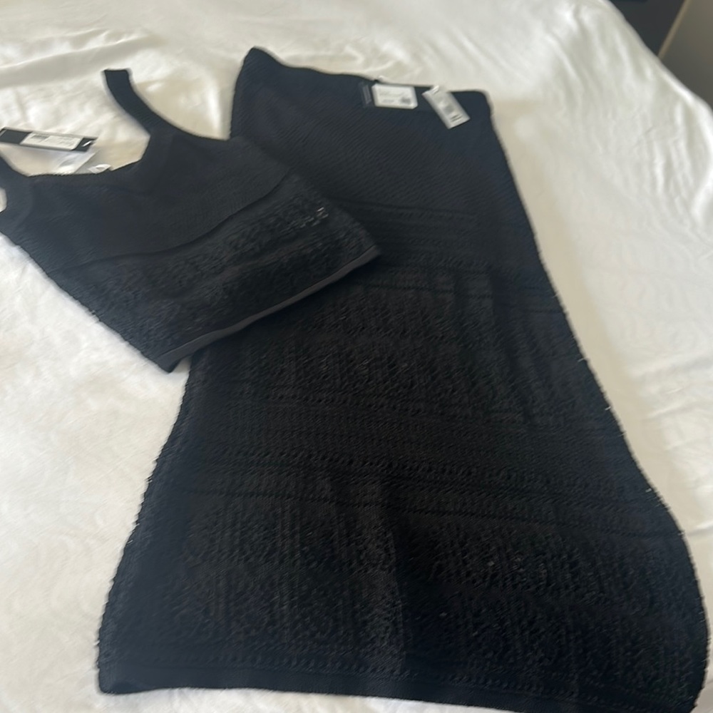 Chic Black Knit Top and matching maxi skirt